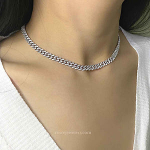 Capri Cuban Diamond Necklace in 18k White Gold Vermeil