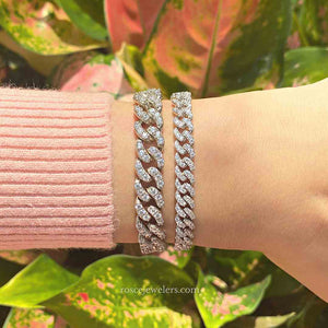 9mm Capri Cuban Diamond Bracelet in 18k White Gold Vermeil