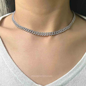 Capri Cuban Diamond Necklace in 18k White Gold Vermeil