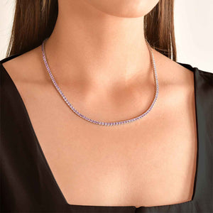 Diana Pink Diamond Tennis Necklace in 18k White Gold Vermeil