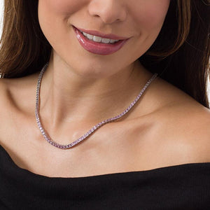 Diana Pink Diamond Tennis Necklace in 18k White Gold Vermeil