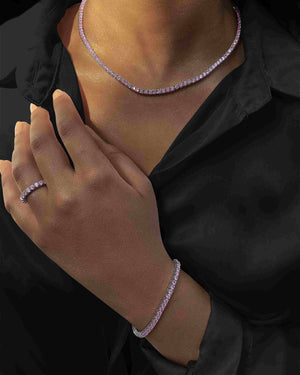 Diana Pink Diamond Tennis Bracelet in 18k White Gold Vermeil