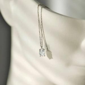 Ophelia Oval Diamond Pendant in 18k White Gold Vermeil