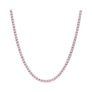 Diana Pink Diamond Tennis Necklace in 18k White Gold Vermeil