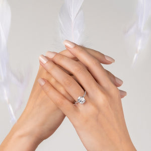 Ophelia Oval Solitaire Diamond Ring in 18k White Gold Vermeil