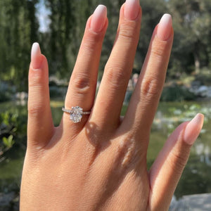 Ophelia Oval Solitaire Diamond Ring in 18k White Gold Vermeil