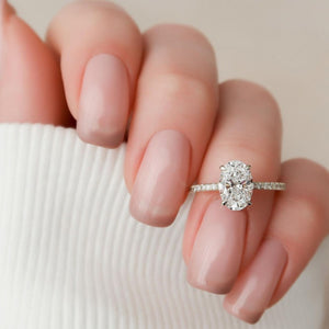 Ophelia Oval Solitaire Diamond Ring in 18k White Gold Vermeil