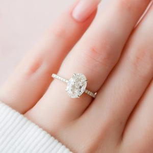 Ophelia Oval Solitaire Diamond Ring in 18k White Gold Vermeil