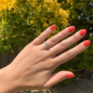 Ophelia Oval Solitaire Diamond Ring in 18k White Gold Vermeil
