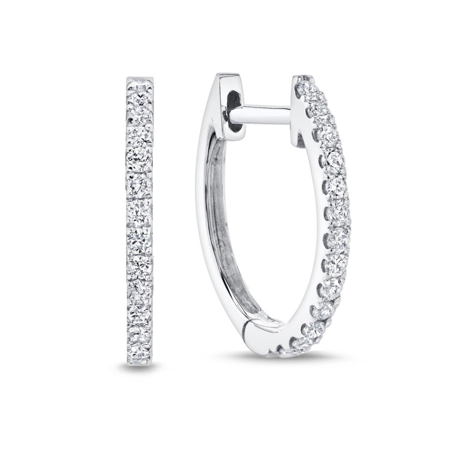 Eleonore Medium Hoop Diamond Earrings in 18k White Gold Vermeil