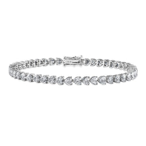 Florence Heart Diamond Bracelet in 18k White Gold Vermeil