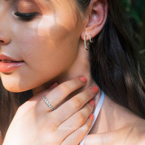 Eleonore Medium Hoop Diamond Earrings in 18k White Gold Vermeil