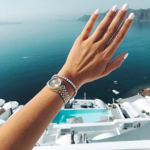 Vivere 3 Prong Diamond Tennis Bracelet in 18k White Gold Vermeil