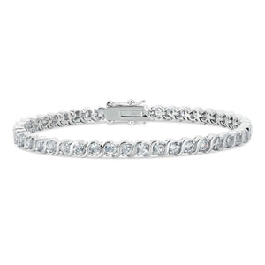 Solene S-Link Diamond Bracelet in 18k White Gold Vermeil