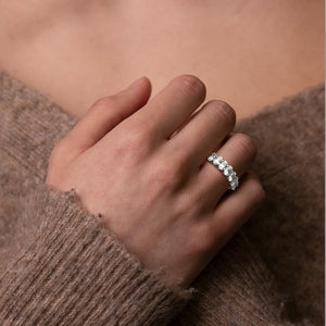 Ophelia Oval Eternity Diamond Ring in 18k White Gold Vermeil