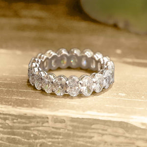 Ophelia Oval Eternity Diamond Ring in 18k White Gold Vermeil