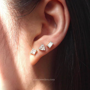 Florence Heart Diamond Earrings in 18k White Gold Vermeil