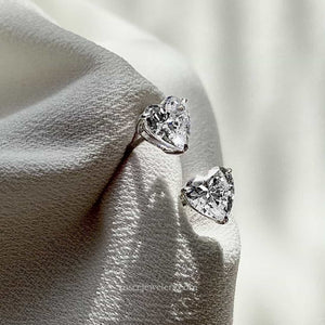 Florence Heart Diamond Earrings in 18k White Gold Vermeil