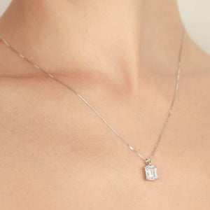 Hamilton Emerald Diamond Pendant in 18k White Gold Vermeil