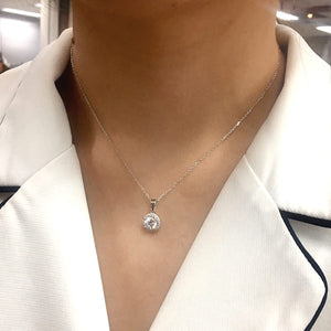 Celeste Halo Diamond Pendant in 18k White Gold Vermeil