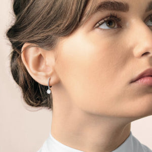 Quinn Leverback Diamond Earrings in 18k White Gold Vermeil