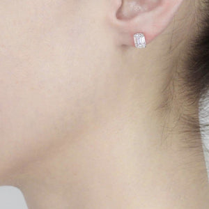Hamilton Emerald Diamond Stud Earrings in 18k White Gold Vermeil
