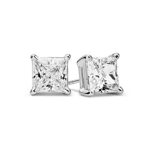 Lilith Princess Diamond Stud Earrings in 18k White Gold Vermeil