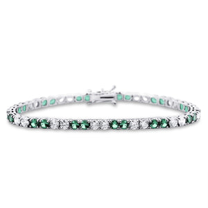 Estrelle Gemstone Diamond Bracelet in 18k White Gold Vermeil