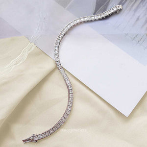 Hariette Princess Diamond Tennis Bracelet in 18k White Gold Vermeil