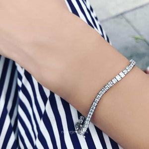 Hariette Princess Diamond Tennis Bracelet in 18k White Gold Vermeil