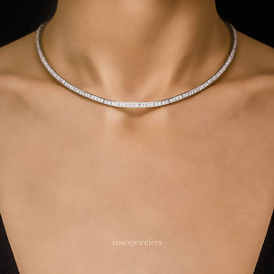 Hariette Princess Diamond Necklace in 18k White Gold Vermeil