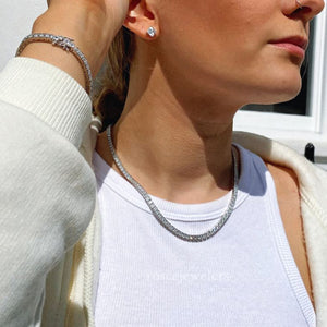 Hariette Princess Diamond Necklace in 18k White Gold Vermeil