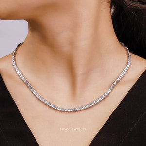 Hariette Princess Diamond Necklace in 18k White Gold Vermeil