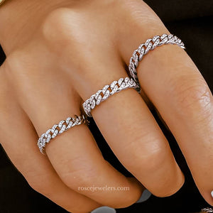 Capri Cuban Eternity Diamond Ring in 18k White Gold Vermeil