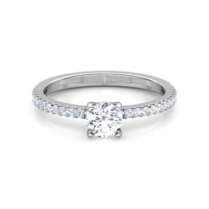 Cirrus 4 Prong Solitaire Diamond Ring in 18k White Gold Vermeil