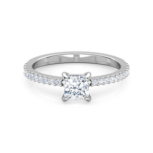 Aoife Princess Solitaire Diamond Ring in 18k White Gold Vermeil
