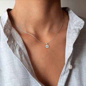 Giovanni 4 Prong Diamond Pendant in 18k White Gold Vermeil