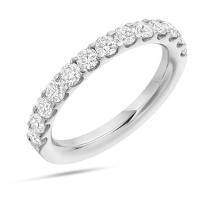 Moire Half Eternity Diamond Ring in 18k White Gold Vermeil
