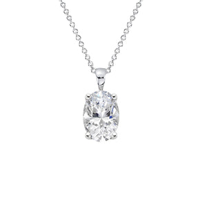 Ophelia Oval Diamond Pendant in 18k White Gold Vermeil