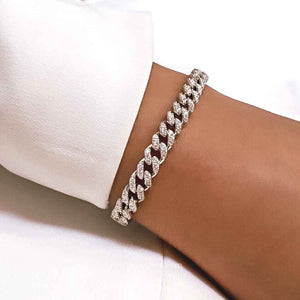 6mm Capri Cuban Diamond Bracelet in 18k White Gold Vermeil