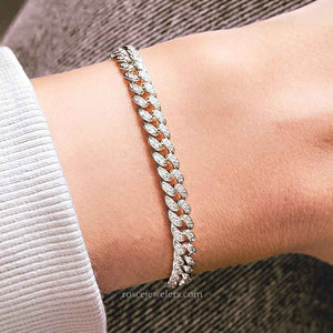 6mm Capri Cuban Diamond Bracelet in 18k White Gold Vermeil