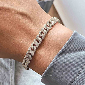 6mm Capri Cuban Diamond Bracelet in 18k White Gold Vermeil