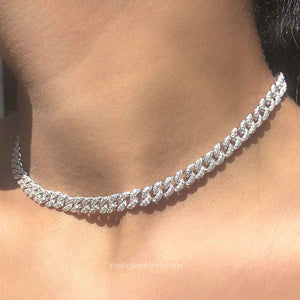 Capri Cuban Diamond Necklace in 18k White Gold Vermeil