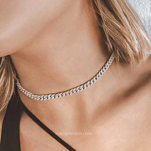 Capri Cuban Diamond Necklace in 18k White Gold Vermeil