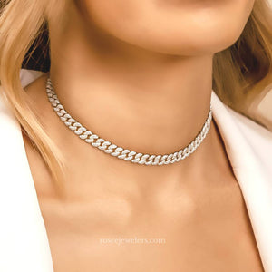 Capri Cuban Diamond Necklace in 18k White Gold Vermeil