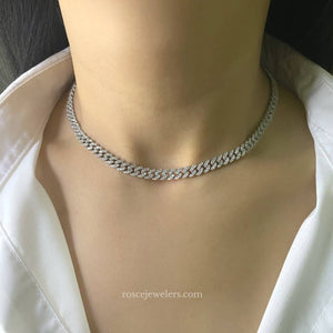 Capri Cuban Diamond Necklace in 18k White Gold Vermeil