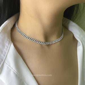 Capri Cuban Diamond Necklace in 18k White Gold Vermeil