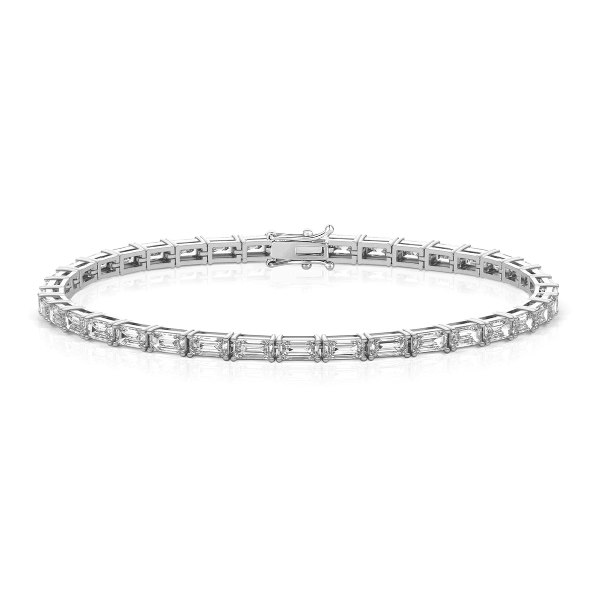 Georgette Emerald Diamond Tennis Bracelet in 18k White Gold Vermeil