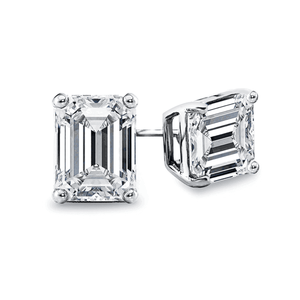 Hamilton Emerald Diamond Stud Earrings in 18k White Gold Vermeil