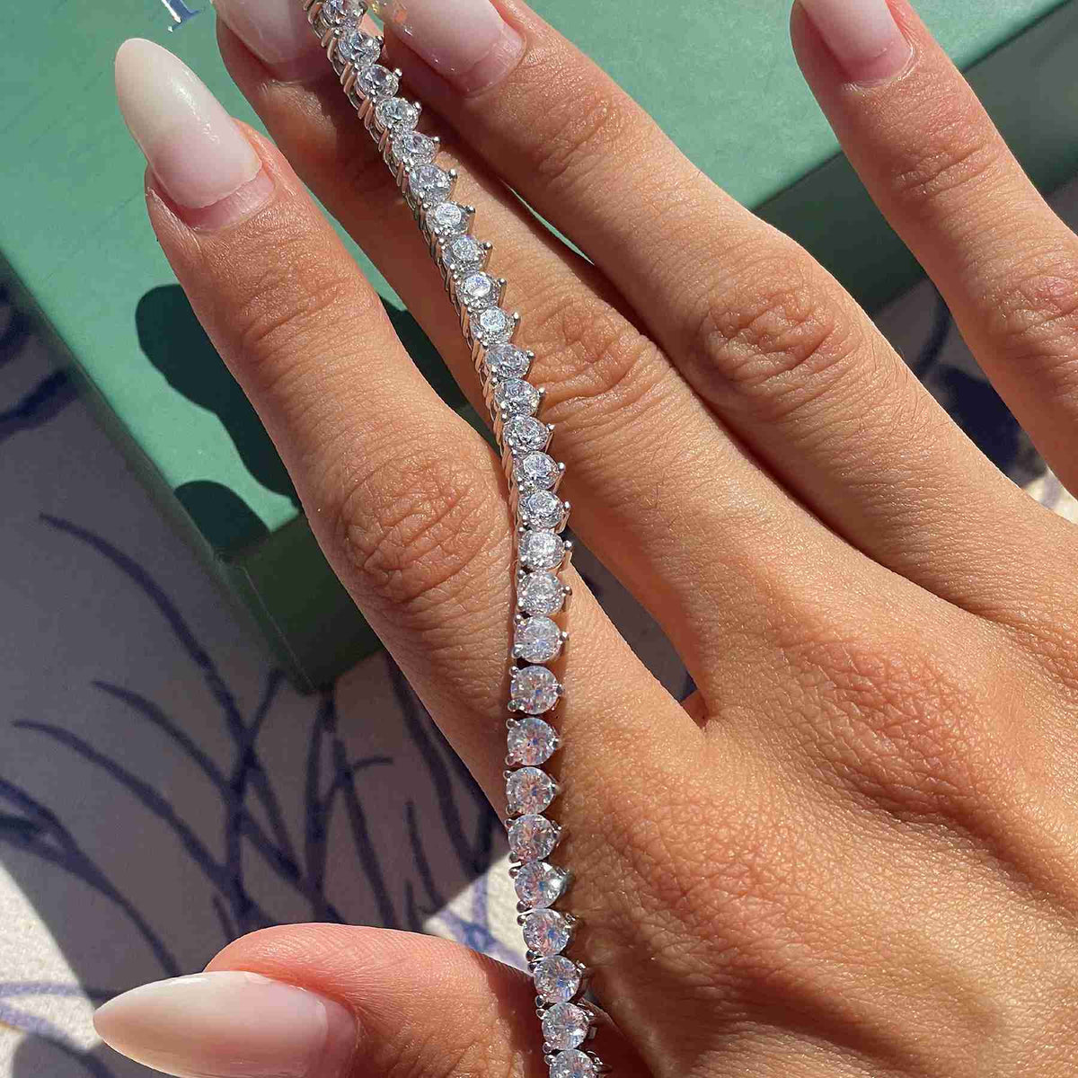 [PROMO SET] Vivere 3 Prong Necklace Bracelet Diamond Set in 18k White Gold Vermeil